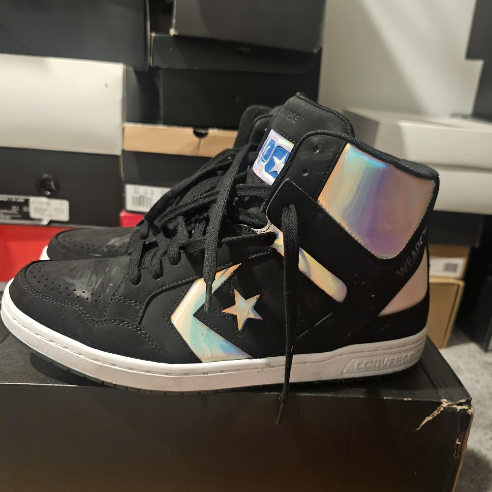 Converse Black and Iridescent High-Top Sneakers